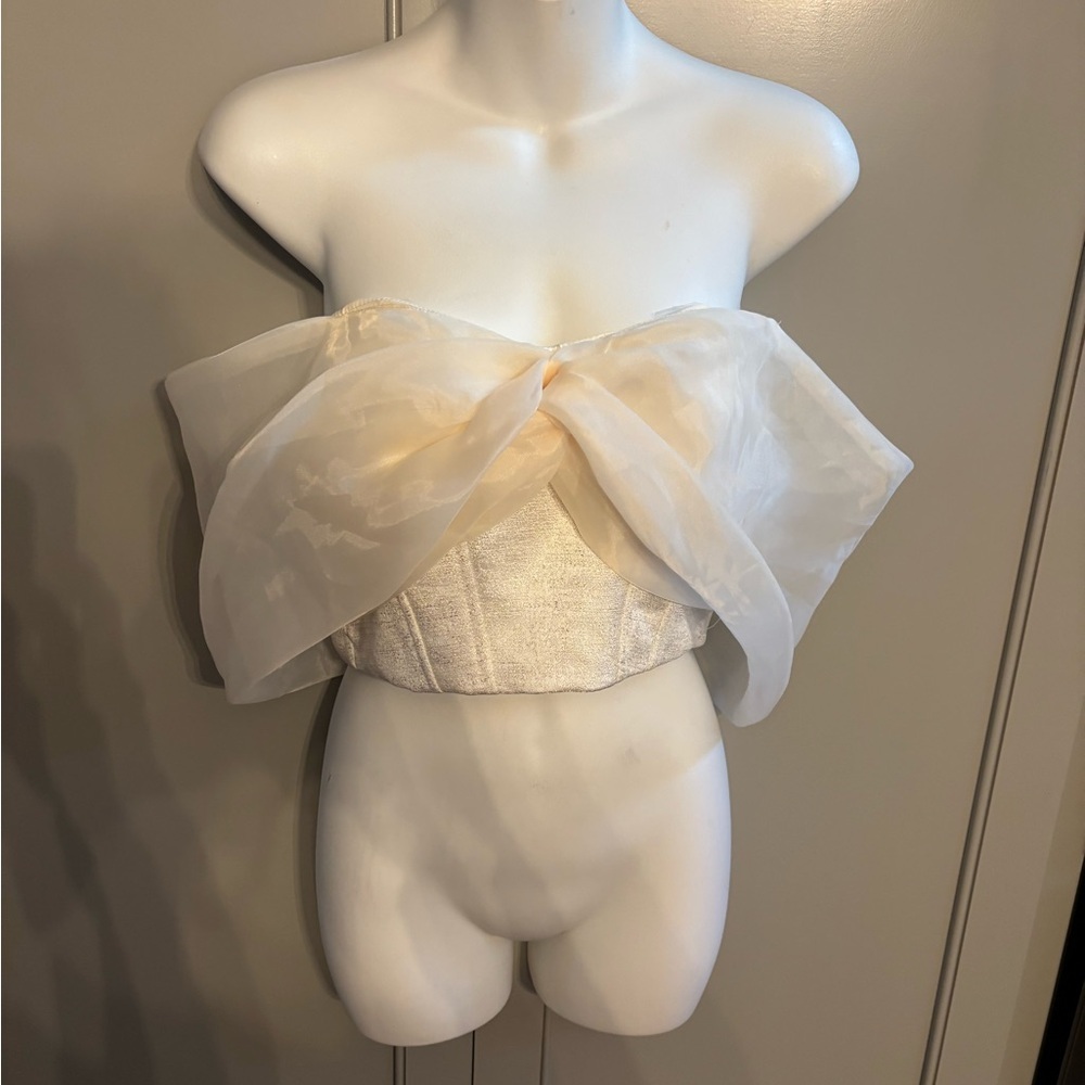 Bali Cream Strapless Bow Blouse